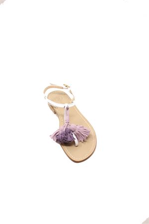 White Leather sandals with lilia tassels Da Costanzo | NAPPINENEWNBIANCOTAUPE